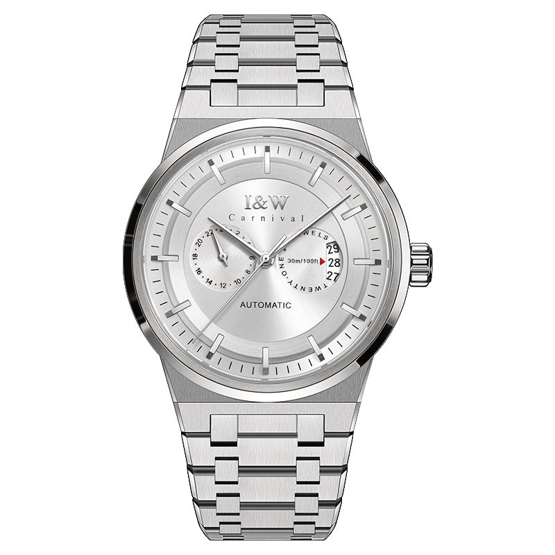 Carnival IW55870G Automatic Watch — White Dial / Steel Bracelet