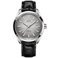 Carnival IW713G automatic watch with gray striped dial and black leather strap