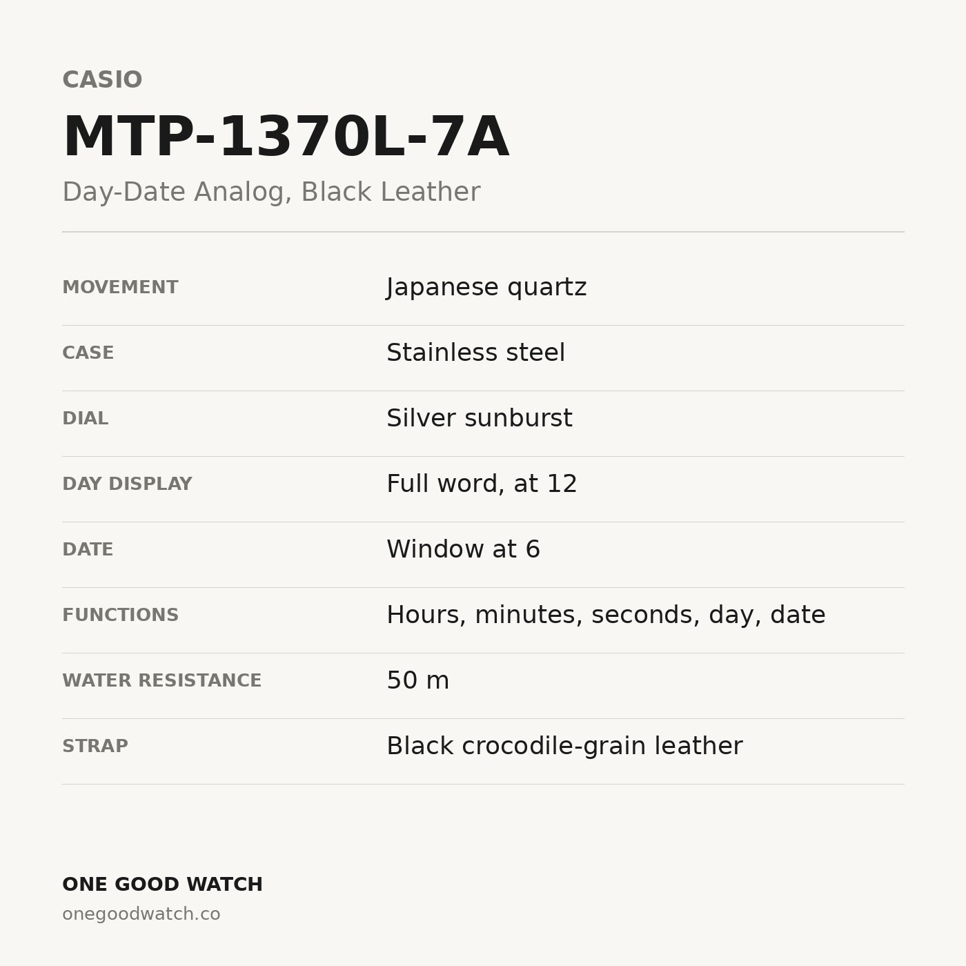 Casio MTP-1370L-7A specifications