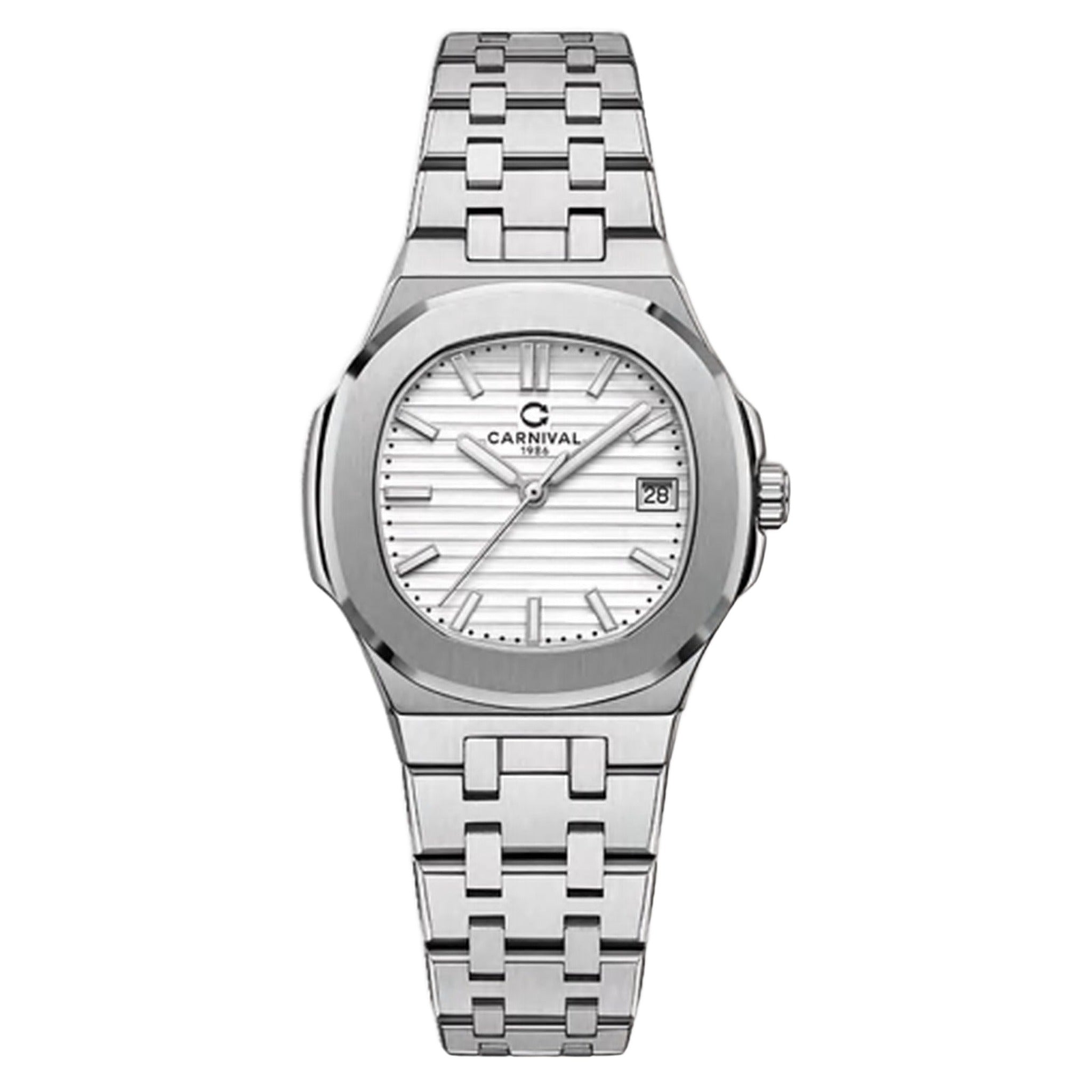 Carnival CG8161GL women's automatic watch, white textured dial, secondary product photo, white background