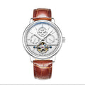 Carnival CG.8724G automatic watch, white dial, moonphase, brown leather strap