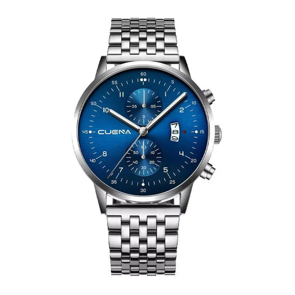 CUENA 6019 silver case blue dial