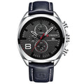 CURREN 47mm leather chronograph watch in Black