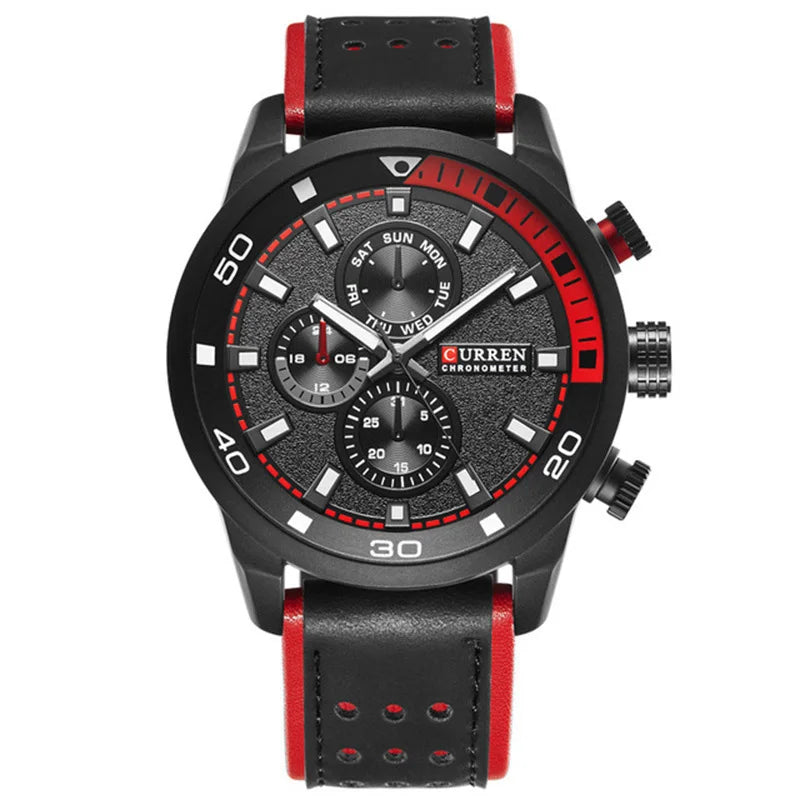 CURREN 45mm Leather Sport Watch