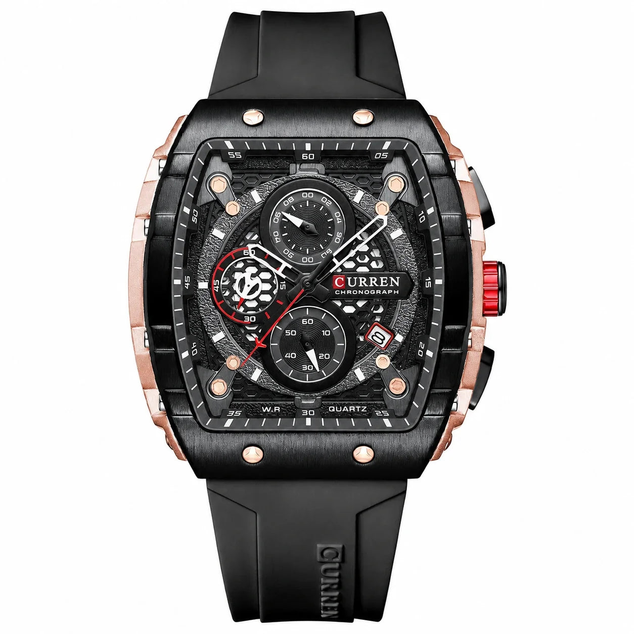 CURREN 8442 black silicone chronograph watch