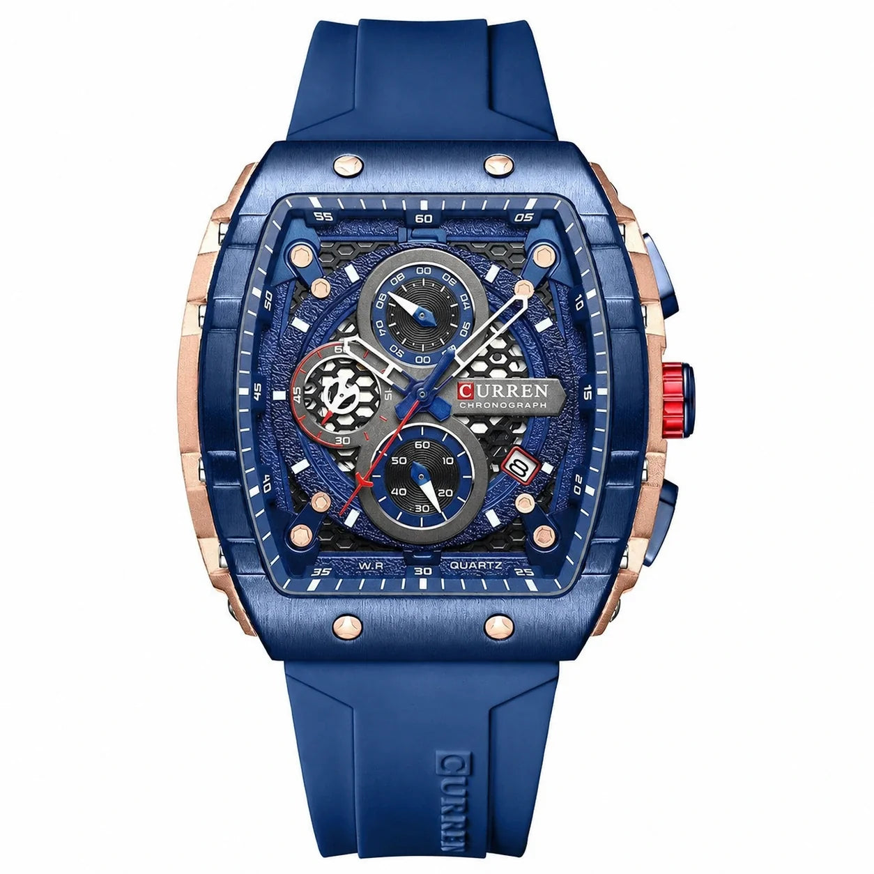 CURREN 8442 blue silicone chronograph watch