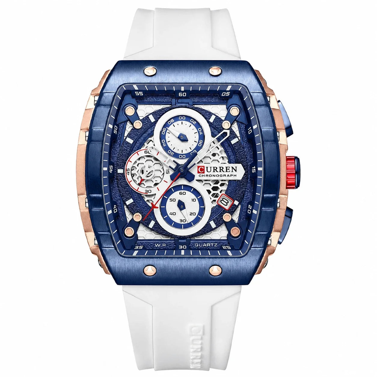 CURREN 8442 white silicone chronograph watch