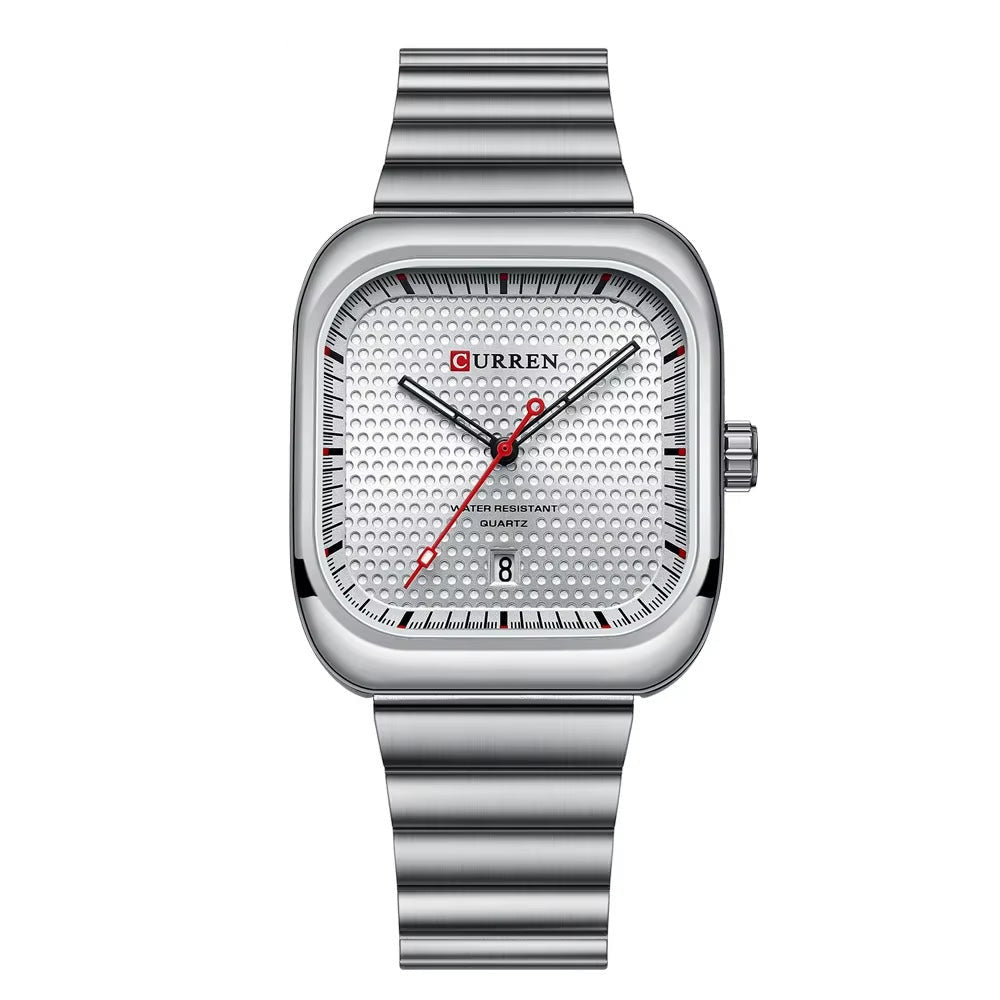 CURREN Square Quartz Watch in Silver