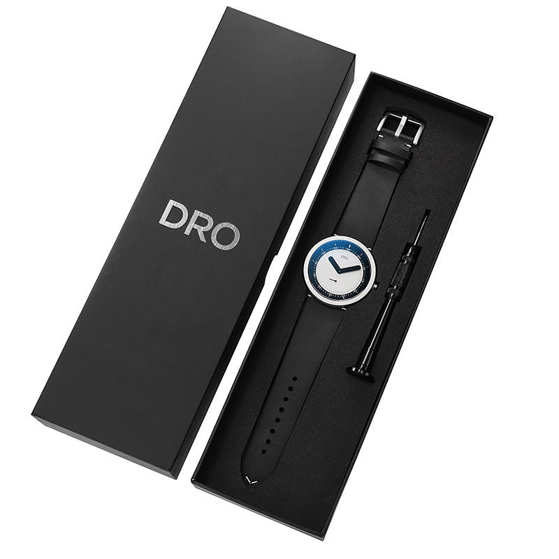 DRO sapphire quartz watch — black leather gift box set