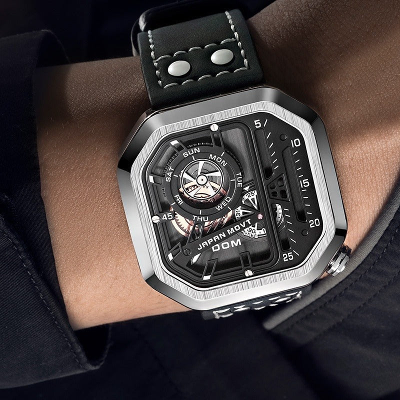 DOM 1358 silver watch wrist detail