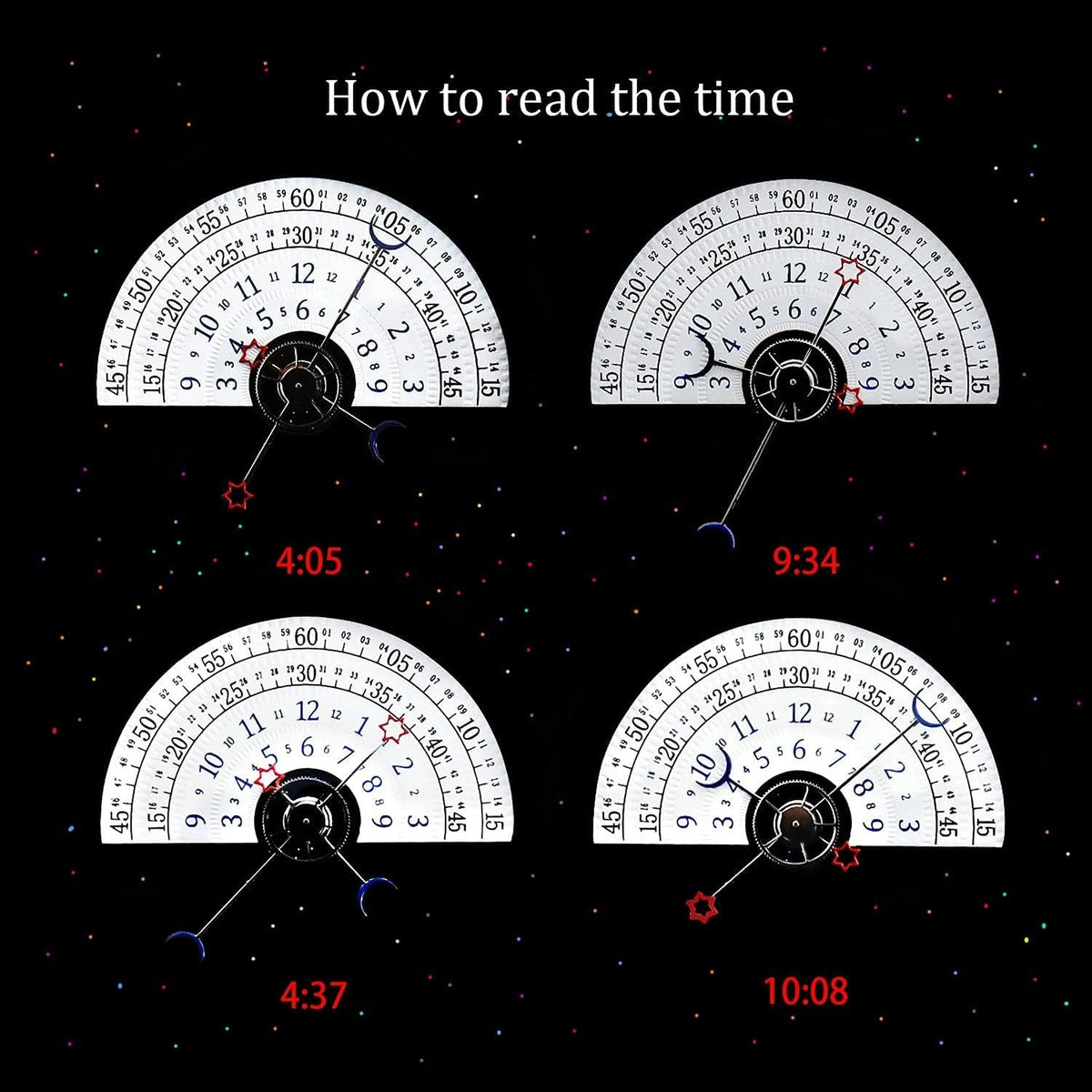 DOM M-1288 dual-time day-date quartz watch, how to read the time on the half-dial