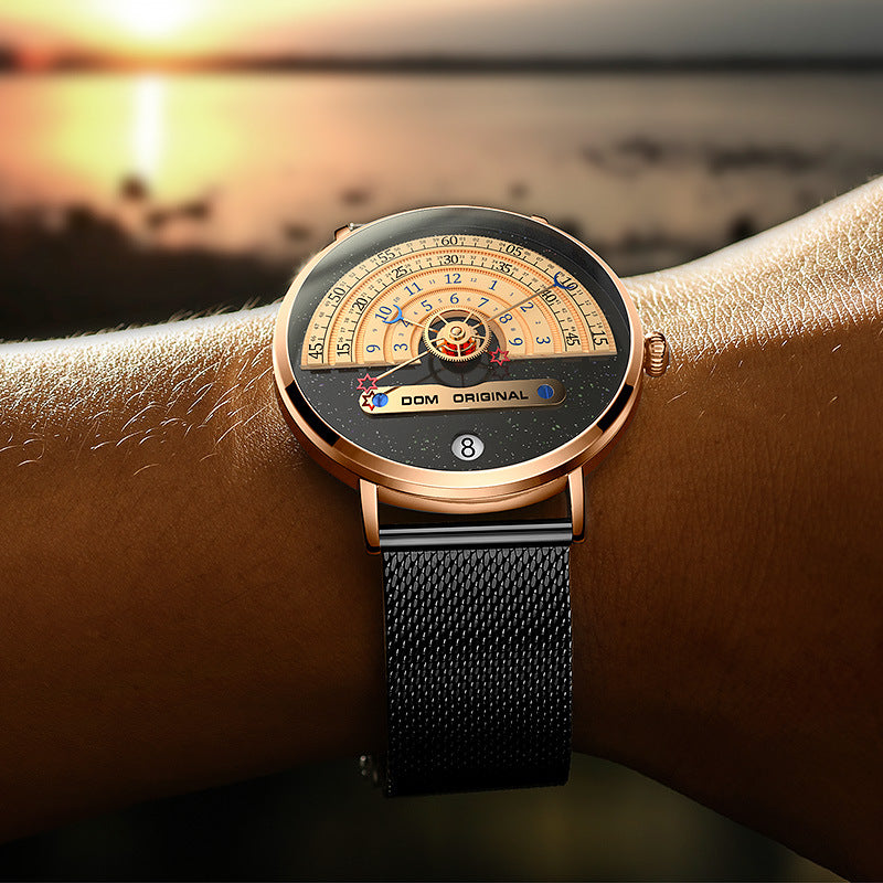 DOM M-1288 Rose Gold / Gold Dial watch worn on wrist
