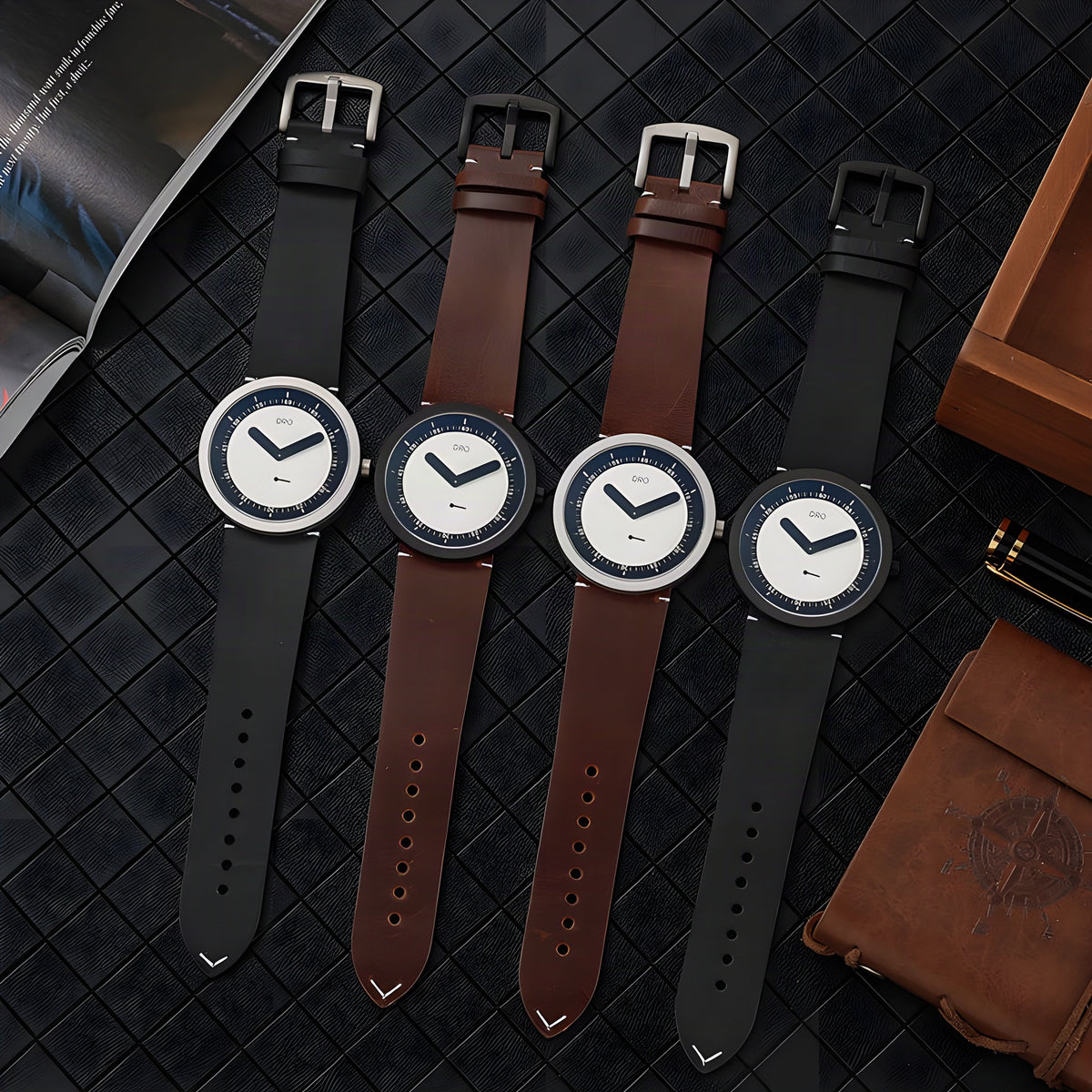 DRO D5001 sapphire quartz watch in four case and strap combinations