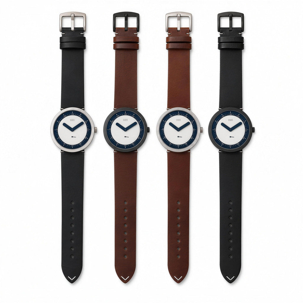 DRO D5001 sapphire quartz watch, 46mm, four colourways on leather straps