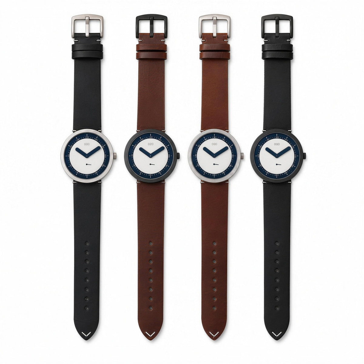DRO D5001 sapphire quartz watch, 46mm, four colourways on leather straps
