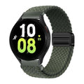 Olive braided elastic magnetic watch strap with black magnetic clasp