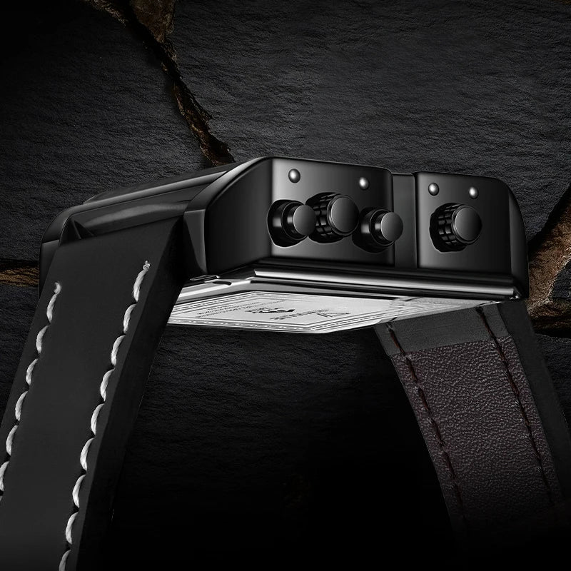 Mark Fairwhale square analog digital watch display detail