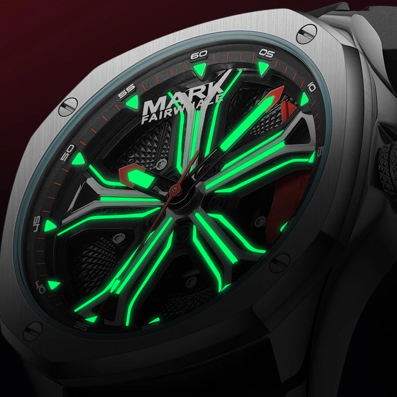 Mark Fairwhale octagonal wheel dial quartz watch side profile