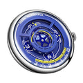 Mark Fairwhale FW-5990 mirror dome quartz watch silver case blue dial on white background