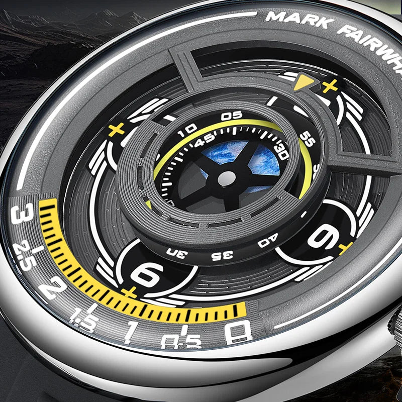 Mark Fairwhale mirror dial quartz watch on wrist