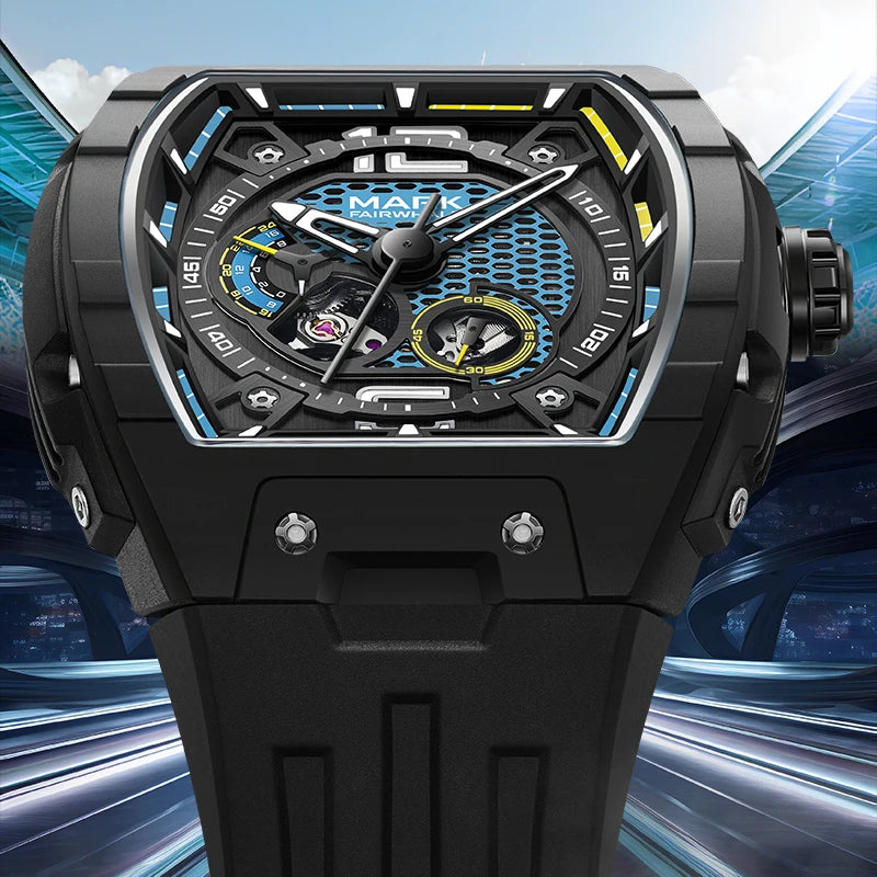 Mark Fairwhale tonneau automatic watch luminous hands