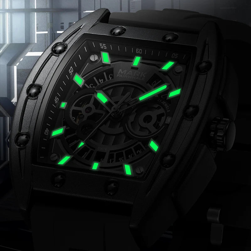 Mark Fairwhale tonneau skeleton automatic watch caseback