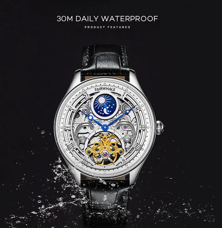 Mark Fairwhale moonphase open heart automatic watch side profile