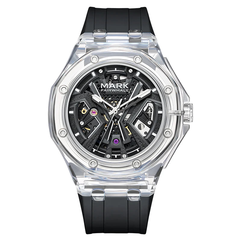 Mark Fairwhale transparent case black strap