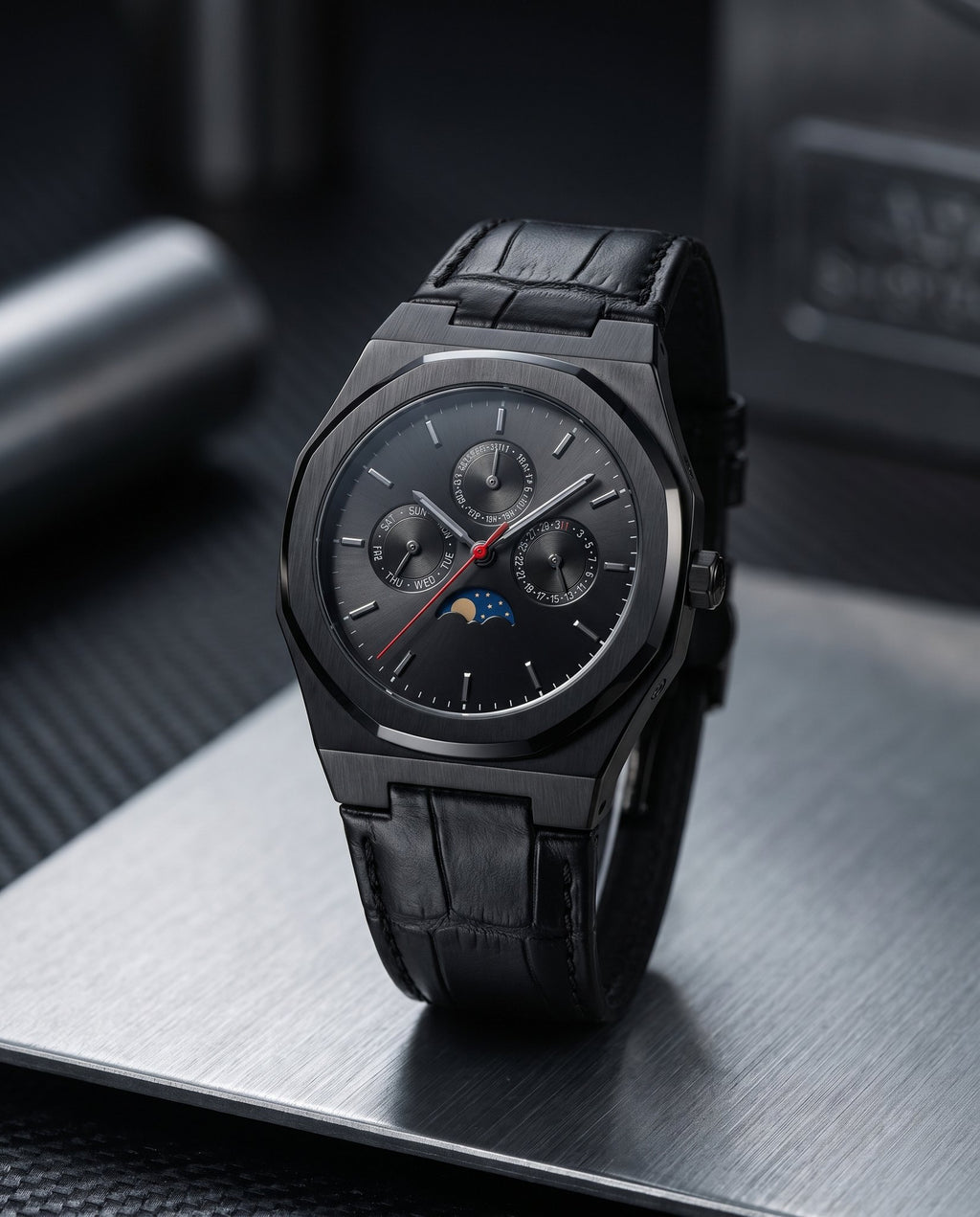 MARS Earth Edition automatic watch on brushed steel lifestyle shot