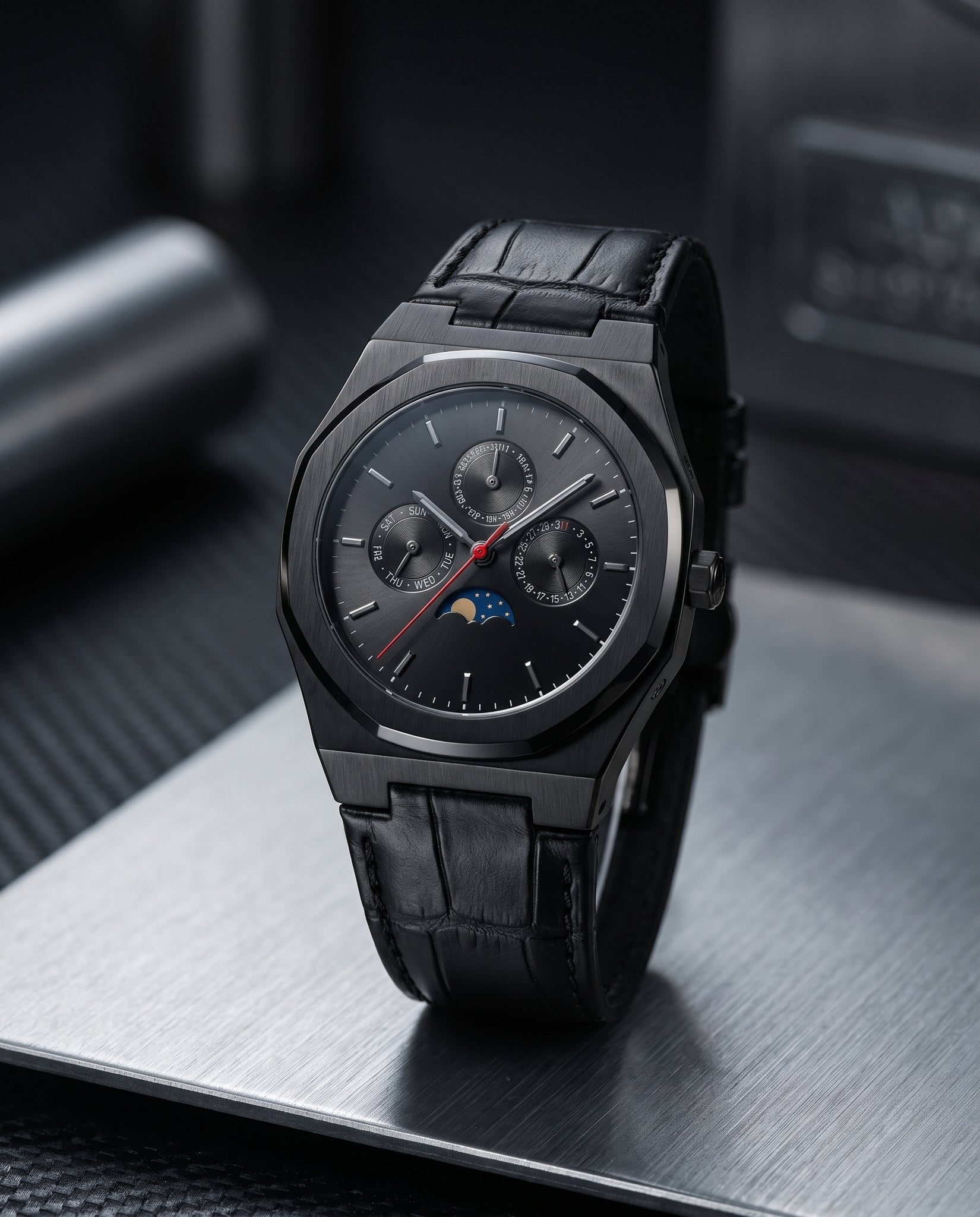 MARS Earth Edition automatic watch on brushed steel lifestyle shot