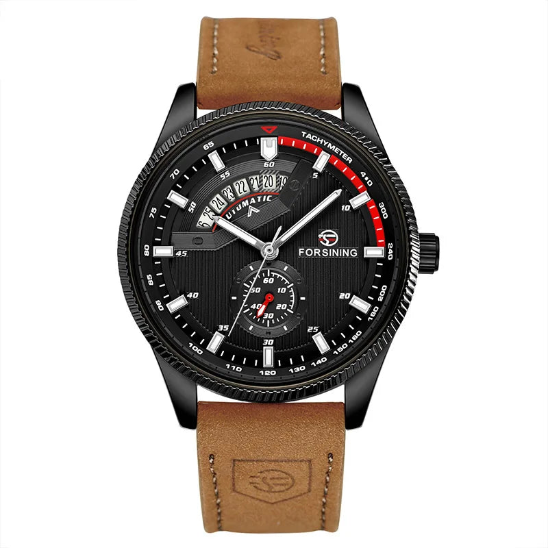 FORSINING 0226 black case and black dial automatic calendar watch