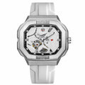 FORSINING 452A silver-white angular skeleton automatic watch