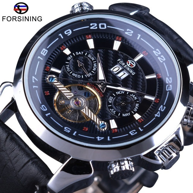 FORSINING 984 Black mechanical calendar watch