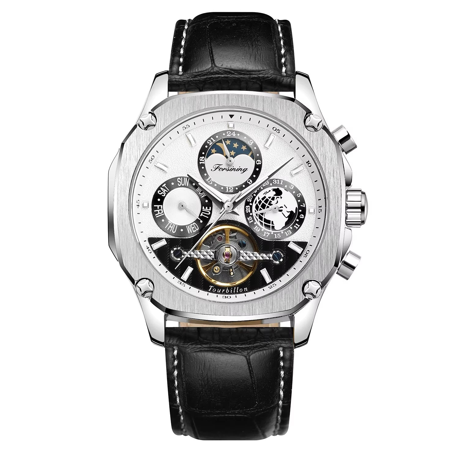FORSINING 338 Engraved Tourbillon-Style Automatic Watch, 40mm