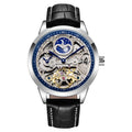 FORSINING moon-and-stars skeleton watch in black, silver and blue