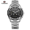 FORSINING FSG8164 M4T5 automatic skeleton watch with black dial and stainless steel bracelet