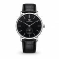 FORSINING FSG8214 minimalist small-seconds automatic watch, black dial and black leather strap