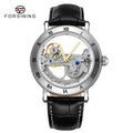 FORSINING GMT1003 automatic skeleton watch in black and silver
