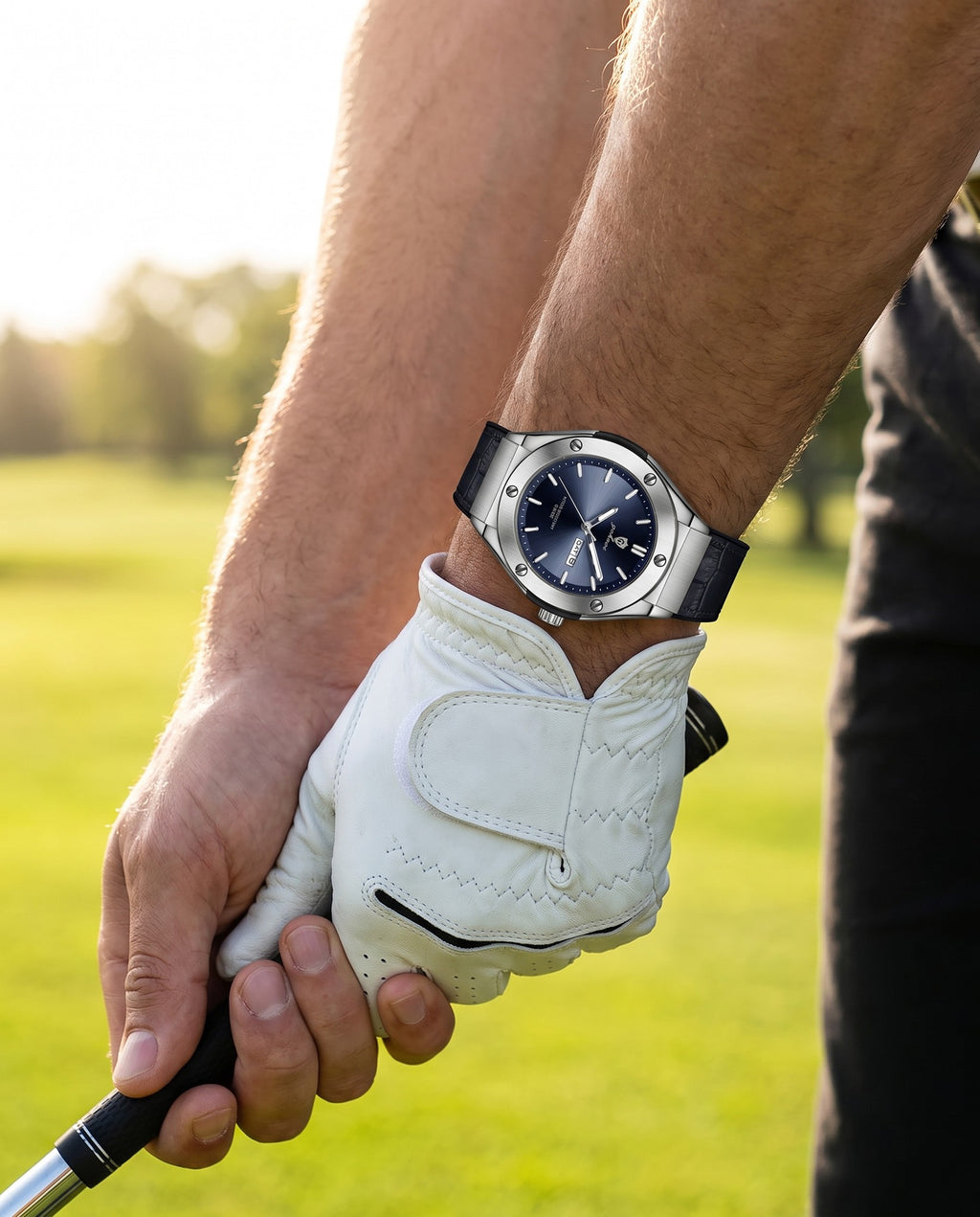 AWC Fusion Leather Quartz golf fairway wrist shot