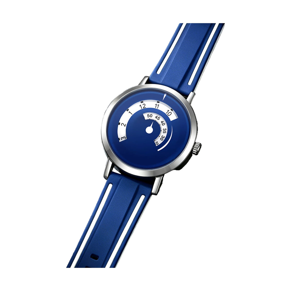 SINOBI S9926G racing-dial silicone quartz watch, Blue, on pure white background