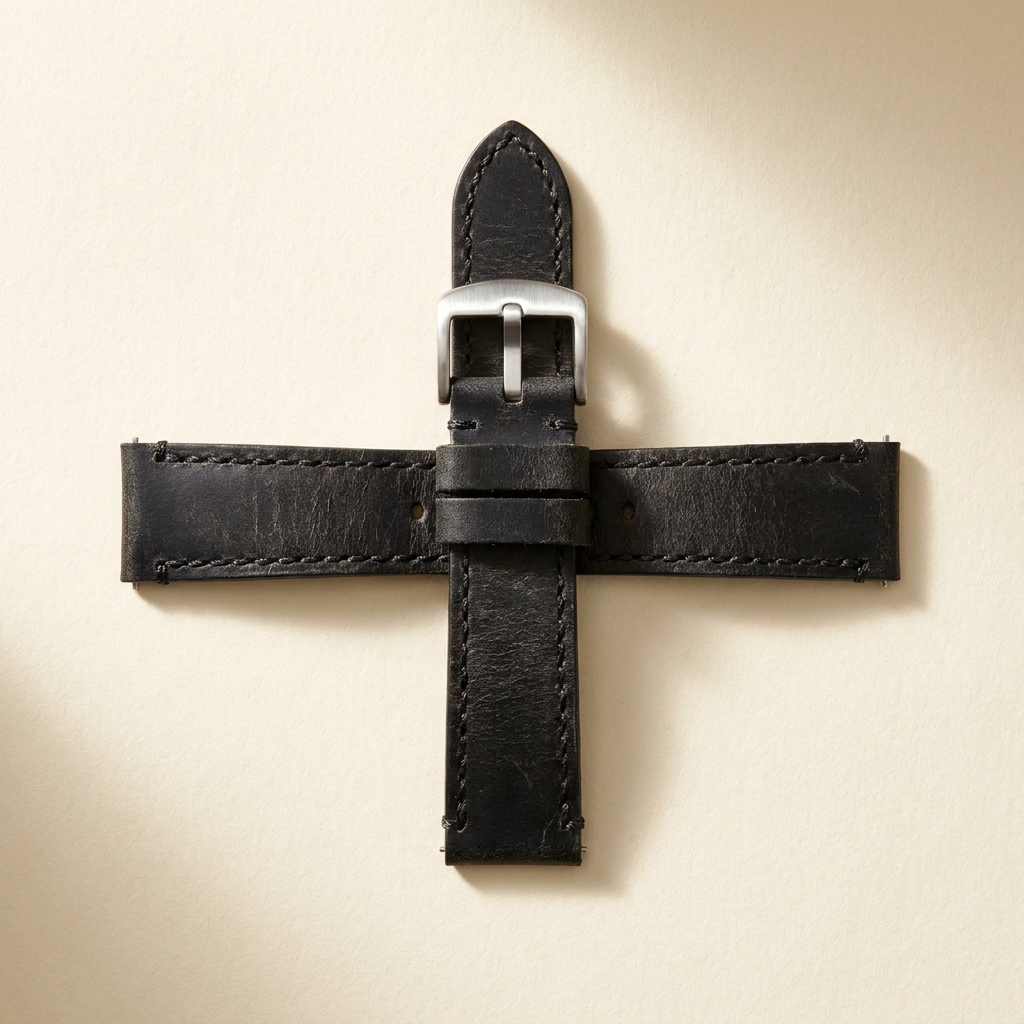 Crazy Horse leather watch strap in black