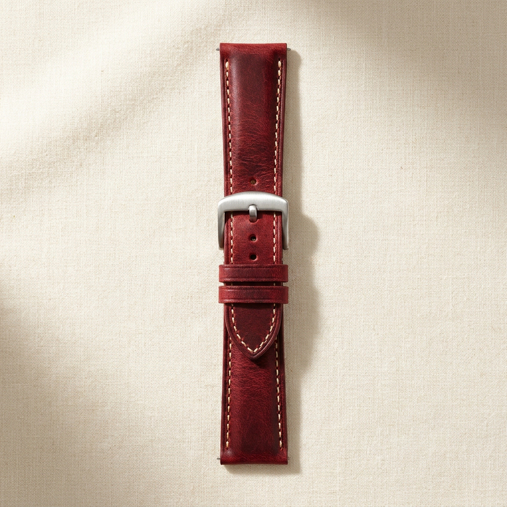 Crazy Horse leather watch strap in red