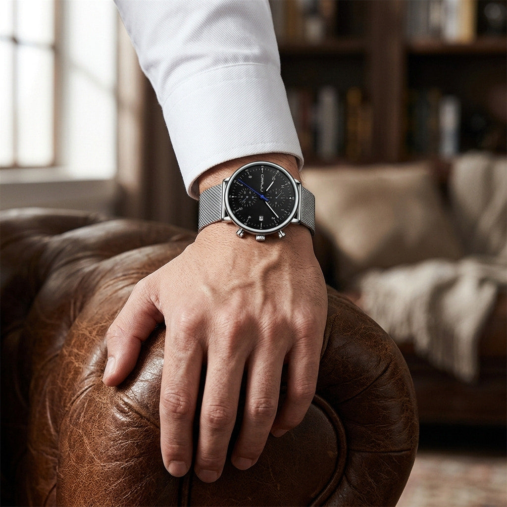 CRRJU black dial on wrist
