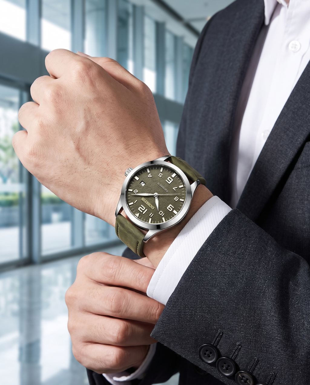 OCHSTIN 62028 worn with a suit, business wrist shot