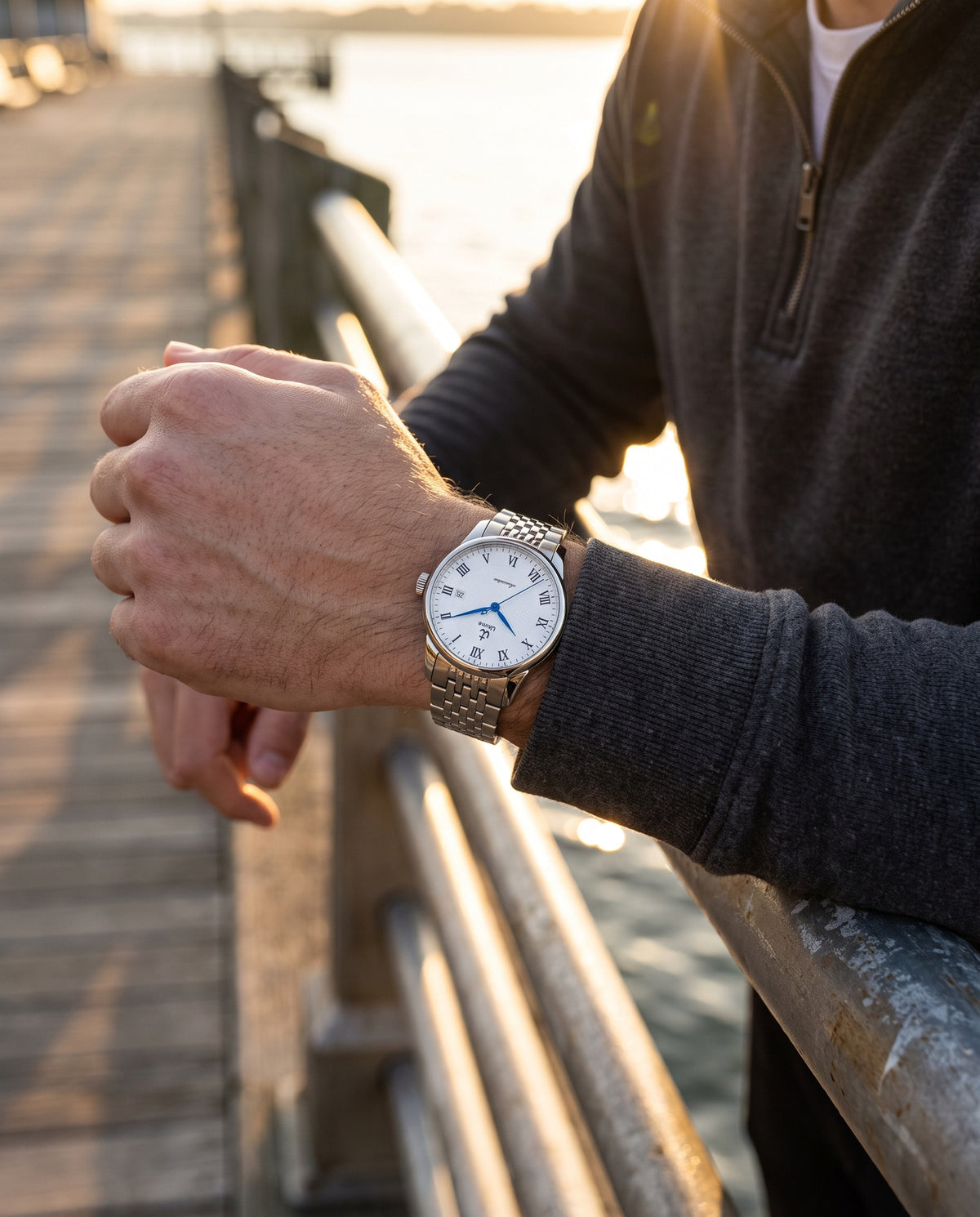 Worn outdoors at golden hour