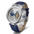 DIFFUL skeleton automatic dress watch silver blue studio hero