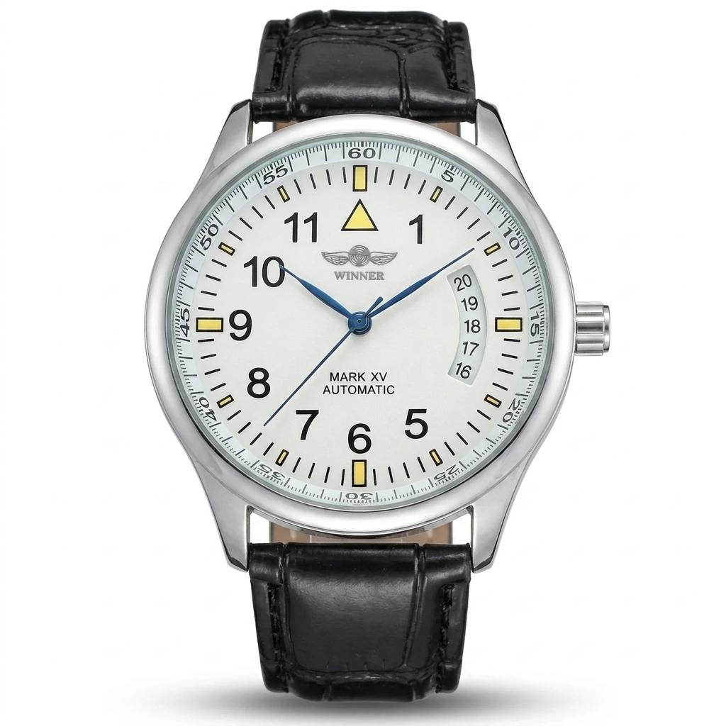 WINNER WRG8024 Mark XV automatic white dial black leather