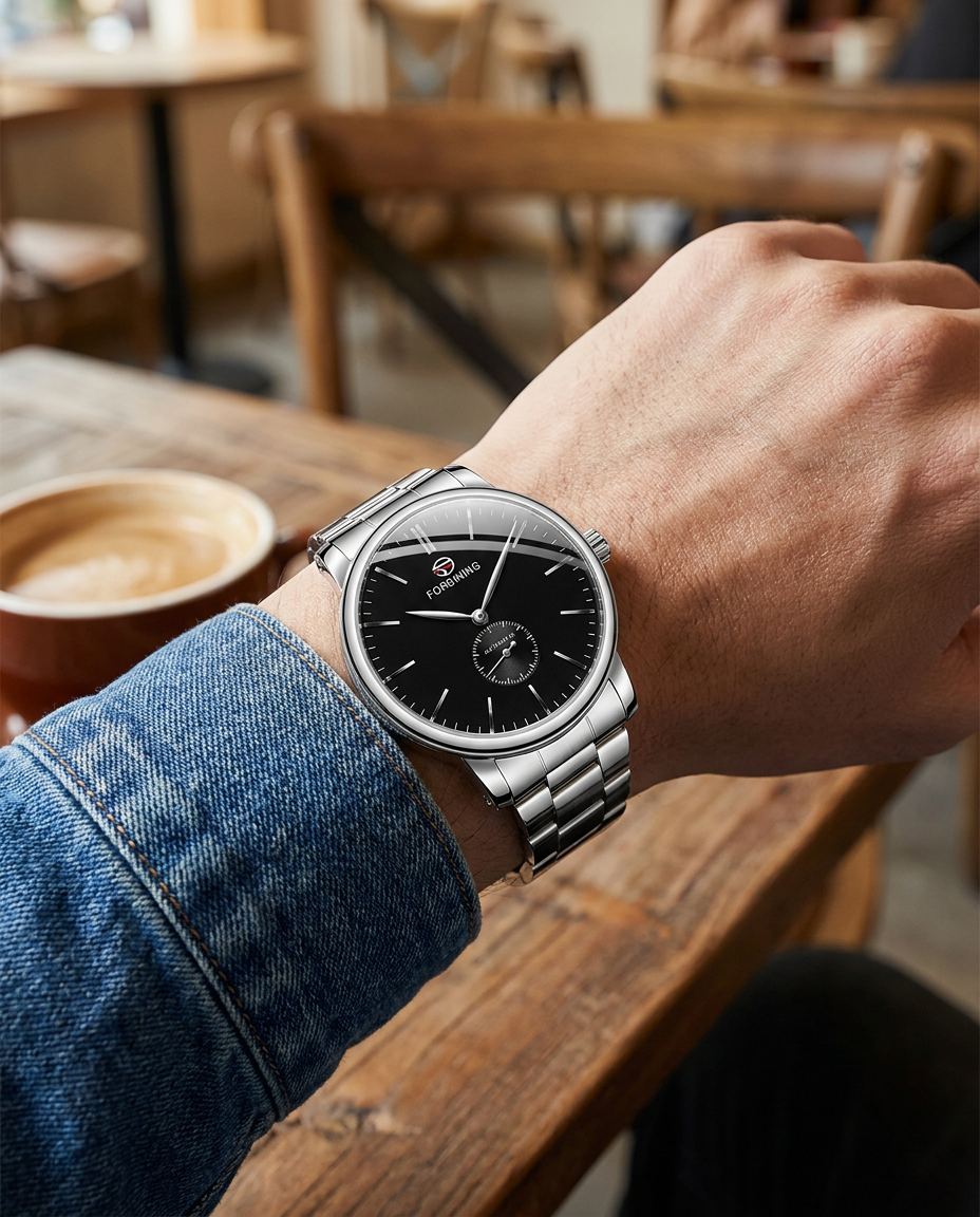 FORSINING FSG8214 steel bracelet on wrist