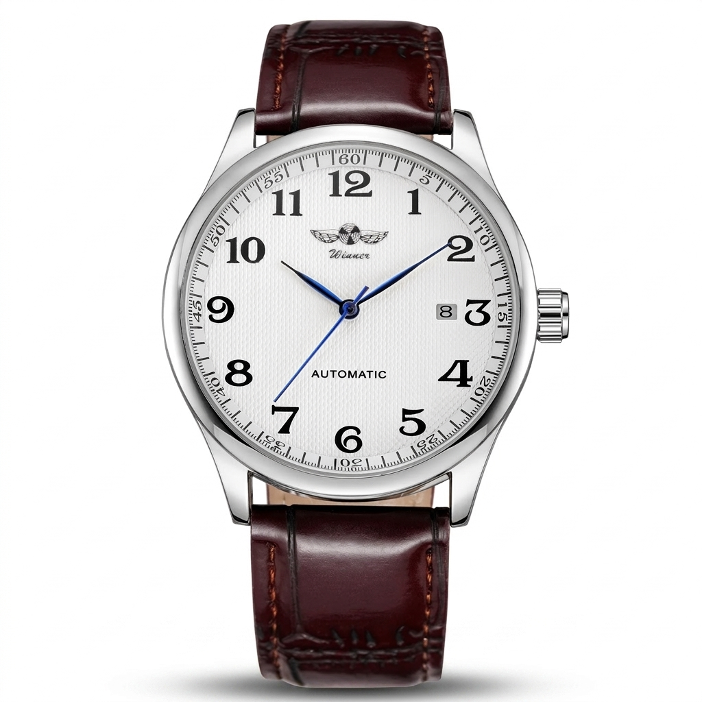 WINNER WRG8023 classic automatic white dial brown leather