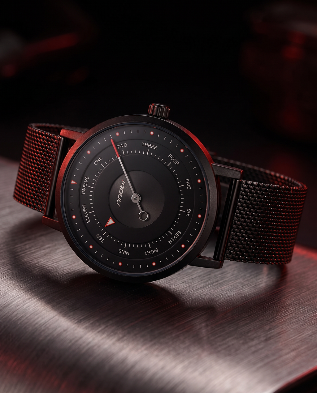 SINOBI one-hand watch Black/Steel Mesh lifestyle